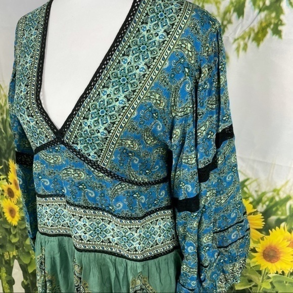 FREE PEOPLE Blue Scarf-Print Luna Tunic XS - Picture 9 of 17